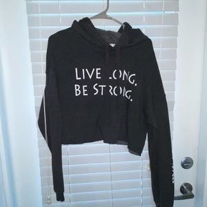 Bella Canvas Live Long Be Strong Cropped Hoodie Gray M